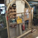 Arched timber door accoya frame workshop wooden